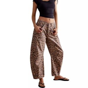 Free People Animal Print Wide-Leg Pants